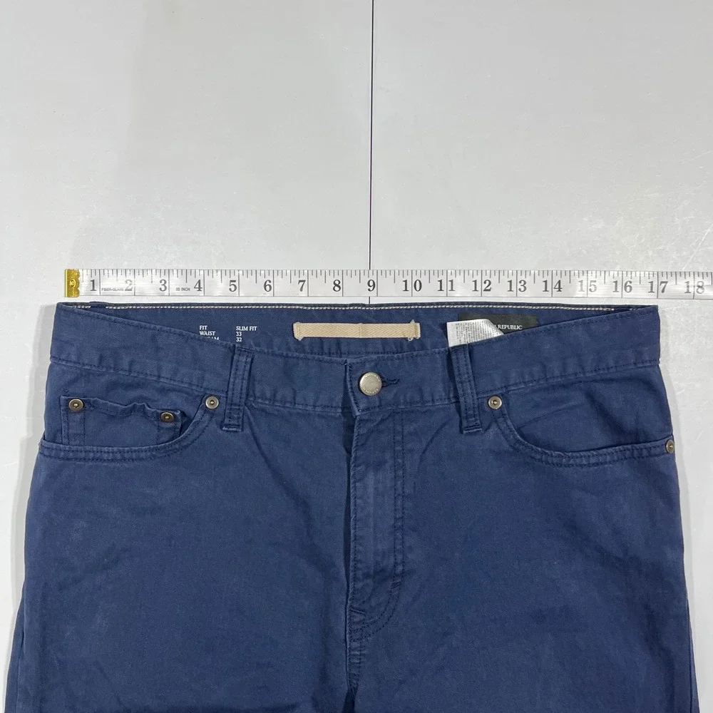 Banana Republic Linen Cotton Old Money Slim Fit Navy Pants 33x32 Preppy Career